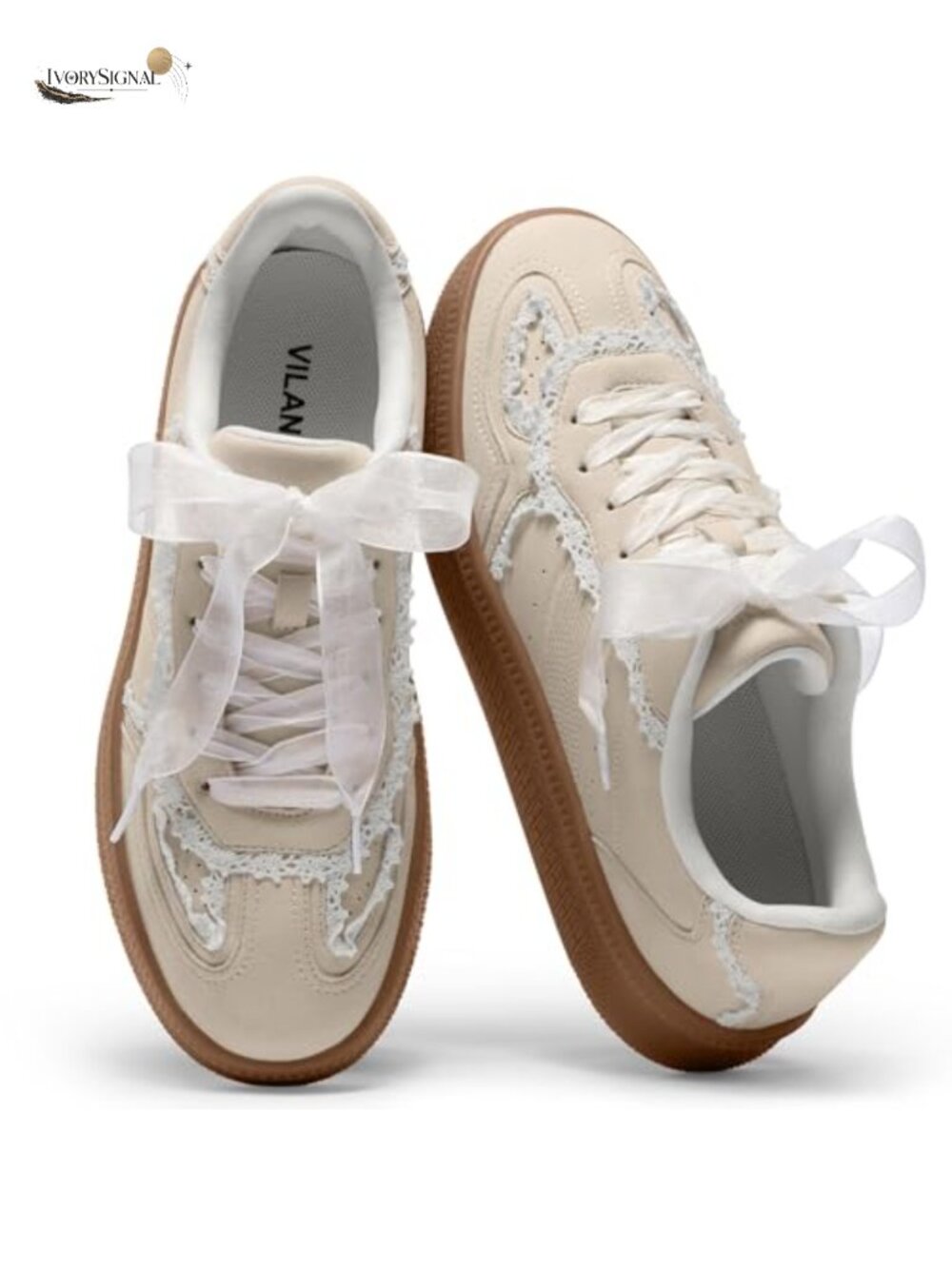Women's Lace Detail Fashion Sneakers Comfortable Casual Dress Sneakers Retro